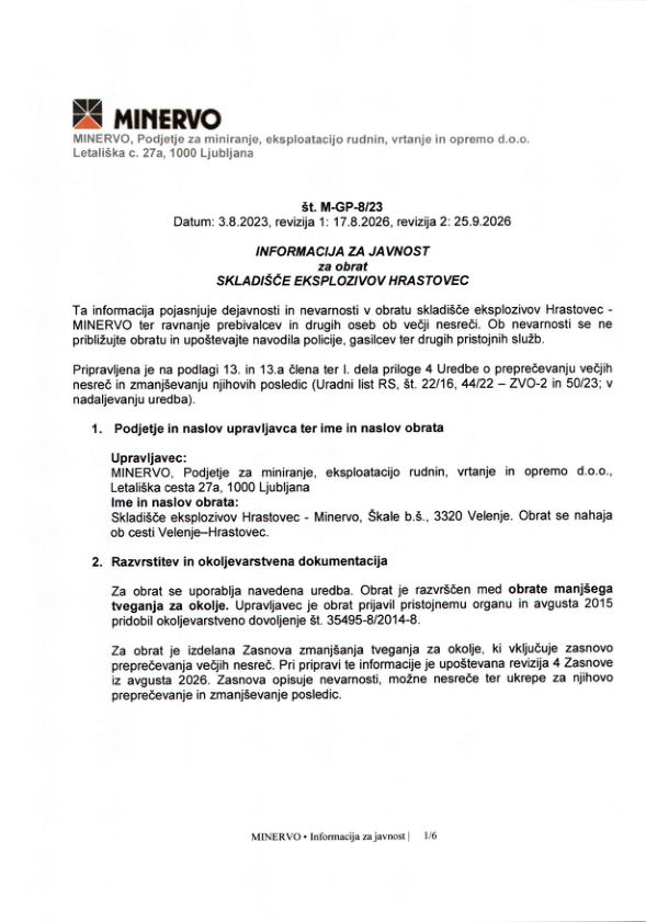 Informacija za javnost Hrastovec